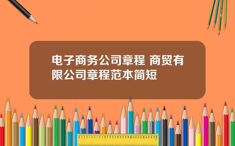 电子商务公司章程 商贸有限公司章程范本简短